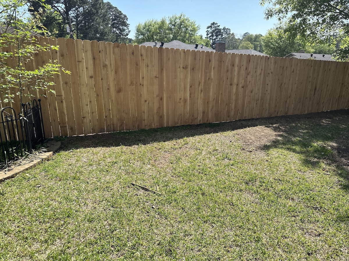 Cedar privacy fence installed by Parker Fence Co. in Marshall TX