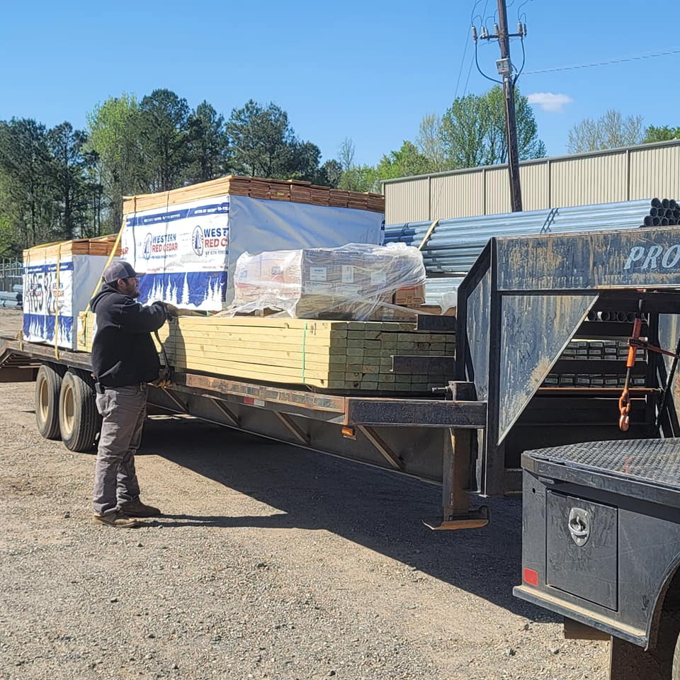 Western Red Cedar fence lumber being loaded for a job