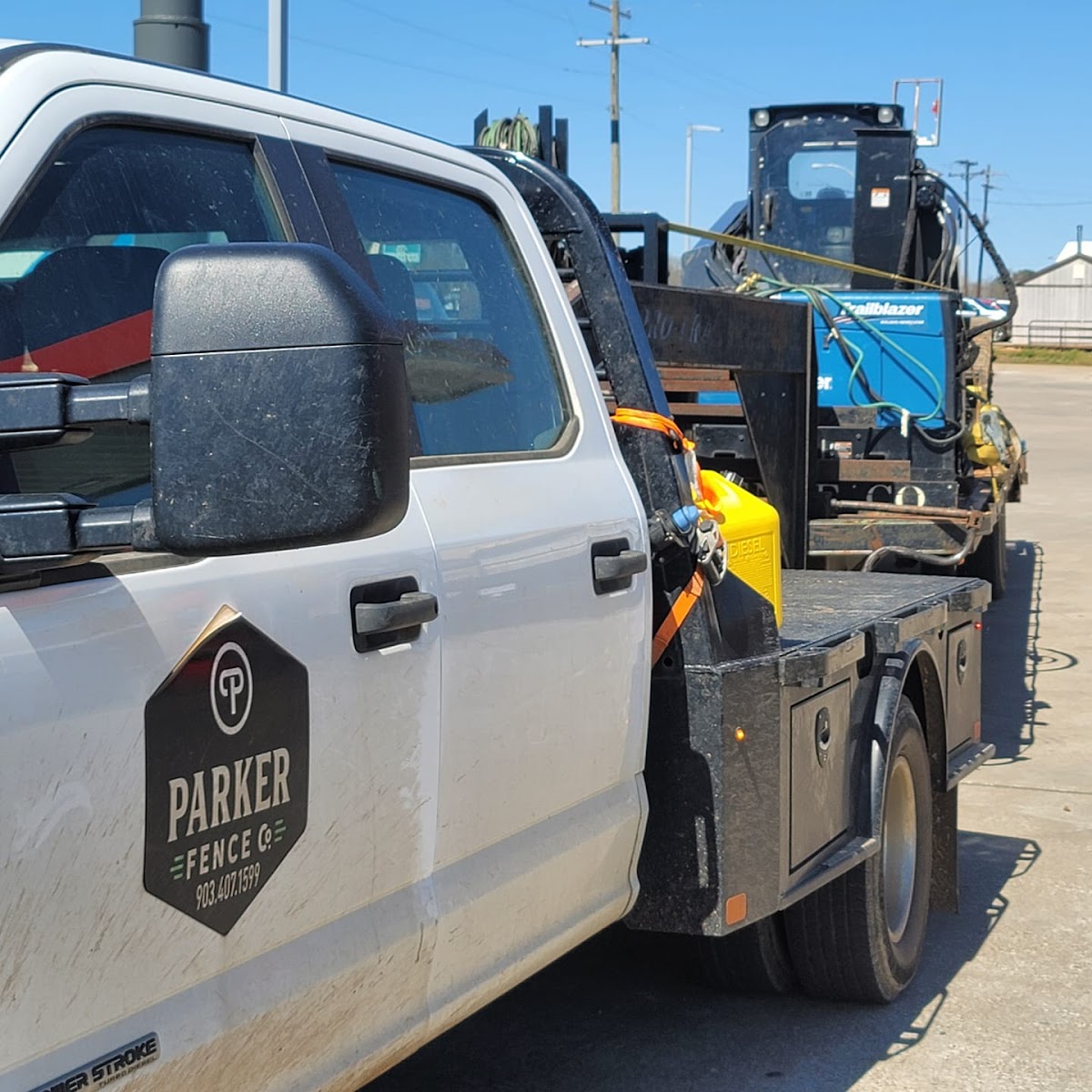 Parker Fence Co. branded work truck